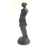 An Art Deco style bronze sculpture of a woman with an umbrella, 43cmH