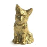 A brass figurine of a fox cub, 9.5cmH
