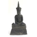 A cast metal figure of a Buddha, 36cmH