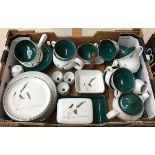 A large Denby Greenwheat part dinner service, to include teapot, cups, saucers, soup bowls etc