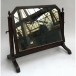 A small oak adjustable dressing mirror; together with a rectangular mirror set within gilt frame