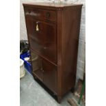 A 19th century mahogany secretaire a abattant, with check banding, single drawer over fall front;