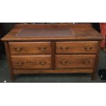 A 20th century oak sideboard, having two sets of two drawers, 152cmW