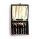 A cased set of six small silver coffee spoons by Cooper Brothers & Sons Ltd, Sheffield 1970