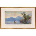 J Brockett. (19th century), Italian lakes scene, watercolour, signed lr. rt. 30cm x 62cm