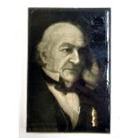 A glazed tile depicting William Gladstone, made by Sherwin and Cotton, 1898, incised on reverse,