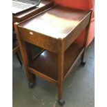 An oak hostess trolley with undershelf, 58cmW; together with a small upholstered bedroom chair