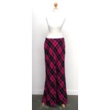 A 1990s Bellville Sassoon Lorcan Mullany pink and black tartan beaded wool skirt, size 16