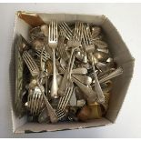 A large quantity of plated flatware together with bakelite napkin rings