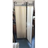 A three part wrought iron folding screen, each panel 49cmW