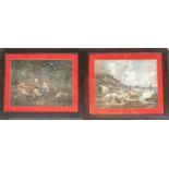 A pair of 19th century coloured mezzotints, within oak frames, 42x53cm each