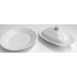 Porcelain tureen with lid and large 33cm plate in Bianco White (Vecchio Ginori Shape), by Richard