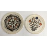 Two pietra dura inlaid plates, 22.5cmD and 20.5cmD