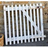 A wooden white painted garden gate, 107cmW