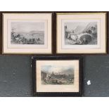 Two 19th century engravings after W.H. Bartlett, 'Geneva from Coligny' and 'Scene in the Valley of