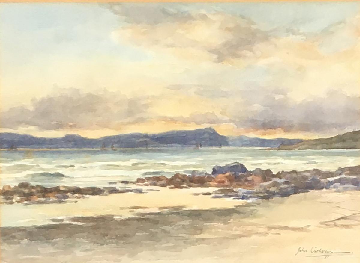 John Cochran (Scottish, 1821-65), Sunset on Kilbrennan Sound from Macbrie Shore Arran,