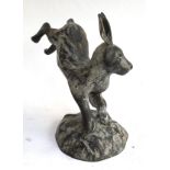 A bronze figure of a leaping rabbit, approx. 22cmH
