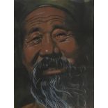 Oil and pastel on paper, portrait of a man with beard, 34x25.5cm