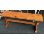 A modern pine refectory style bench, 133cmW