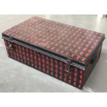 A metal travel trunk, 84cmW