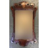 A 19th century mahogany and marquetry mirror, 667cmH