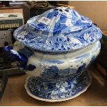 A Spode 'Bridge of Lucano' large lidded tureen (af), with staple repairs; together with a Seaforth