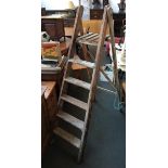 A vintage folding stepladder, 163cmH