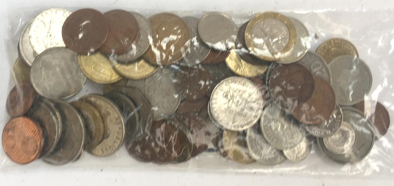 A mixed lot of coins from France, Cyprus, Ireland, Croatia, Greece, Spain, Canada, America, The