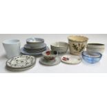 A mixed lot of ceramics to include Doulton blue and gilt; Royal Doulton Atlantis bowls; Portuguese