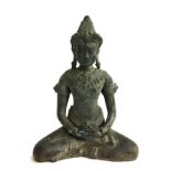 A bronze figure of a seated Thai deity, 31cmH