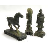 Three Oriental hardstone carved figures (3)