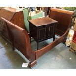 A child's mahogany sleigh bed, 81cmW, 133cmL (internal), 94cmH