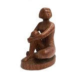 A large carved figure of a seated lady, 53cmH