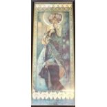 A large framed Alphonse Mucha print, 'Moon', 115.5x43cm