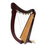 A small French Camac, troubadour model, Celtic with 22 string lever harp, with tuning key, 70cmH