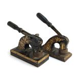 Two letter stamp presses