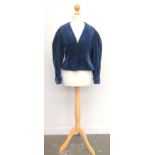 A 1980s Caroline Charles navy velvet evening jacket, size 12