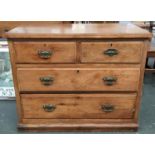 A small light mahogany chest of two short over two long drawers, on plinth base, 92x47x73cmH