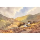 Ebenezer John Woods Prior (1914-1988), watercolour of hillside houses, 18.5x27cm