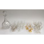 A mixed lot of glassware to include several sets of port and sherry glasses; together with a