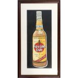 Brewery interest, 'Havana Club', oil on canvas painting, 39x16.5cm