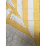 A pair of yellow striped lined curtains with pelmet, approx. 224cmL and 120cmW