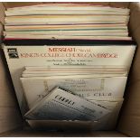 A cardboard box of classical LPs