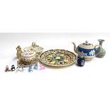 A mixed lot to include a Copeland Spode Jasperware teapot, an Adam's of Tunstall jasperware pepper