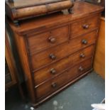 An early 20th century mahogany chest of two short over three long drawers, 104x47x103cmH