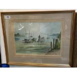 Vernon H Hill(?), watercolour on paper, boats at rest, signed and dated '87, 27x37