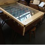 A vintage Brighouse table football table, on solid metal base, with thick perspex top, 132x77x94cmH