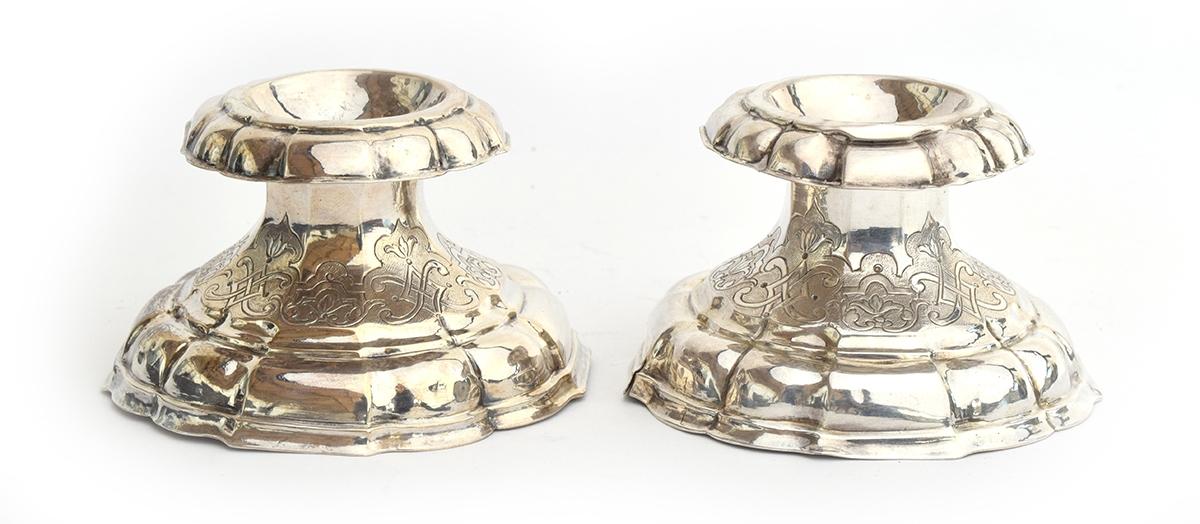 A pair of probably Indian silver salts, lightly chased with Eastern motifs, each approximately 6cm - Image 2 of 2