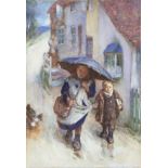 John Henry Henshall (1856-1928), 'Unwillingly to School', watercolour, signed lower left, 26.5 x