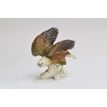 A Karl Ens porcelain figure of an eagle (af), 23.5cm high